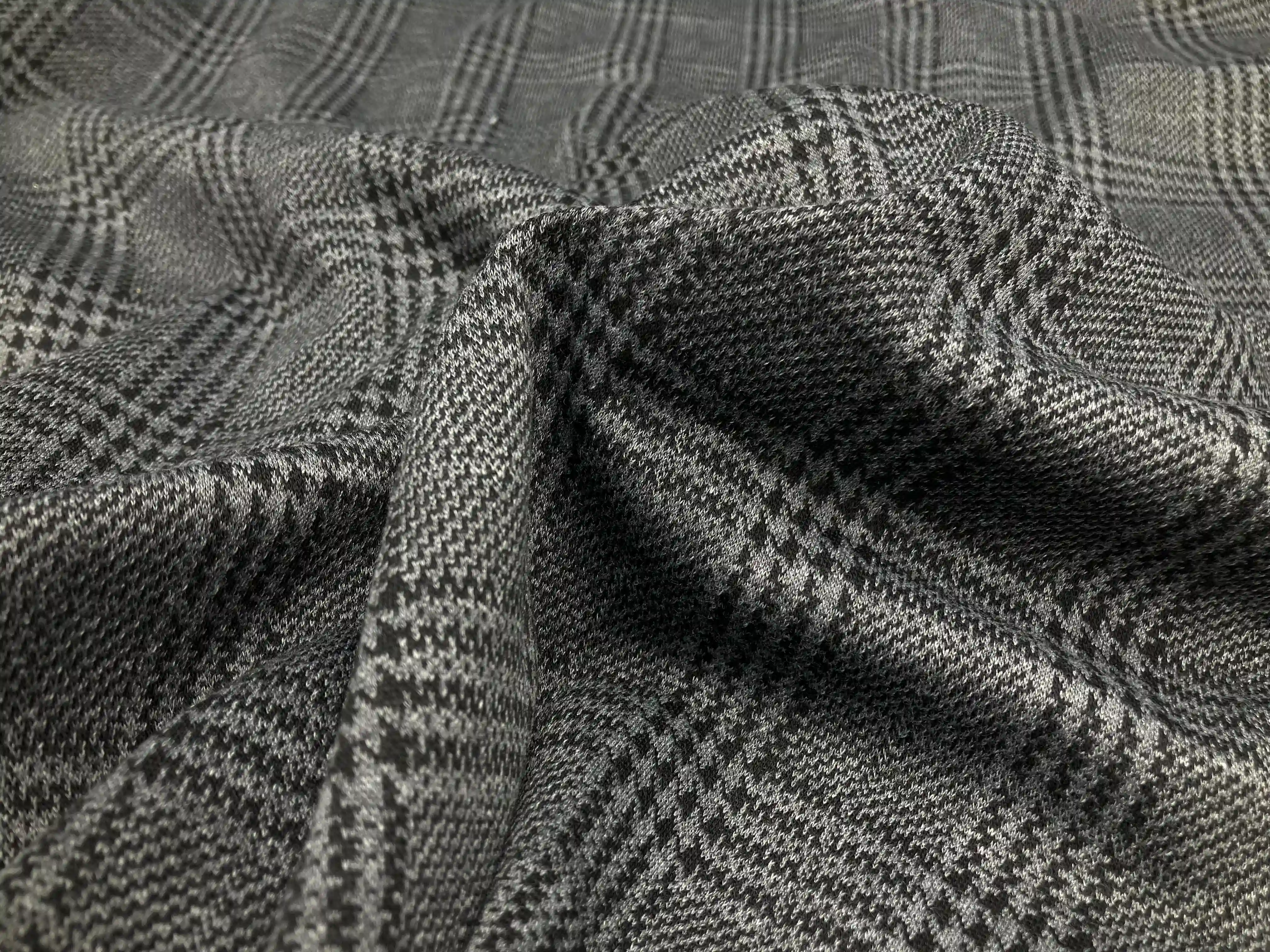 TEXWAY bottom-weight knit fabric: textured ponte, houndstooth, plaid and herringbone, Item No. TW581555A, Design No. T/D-JQ