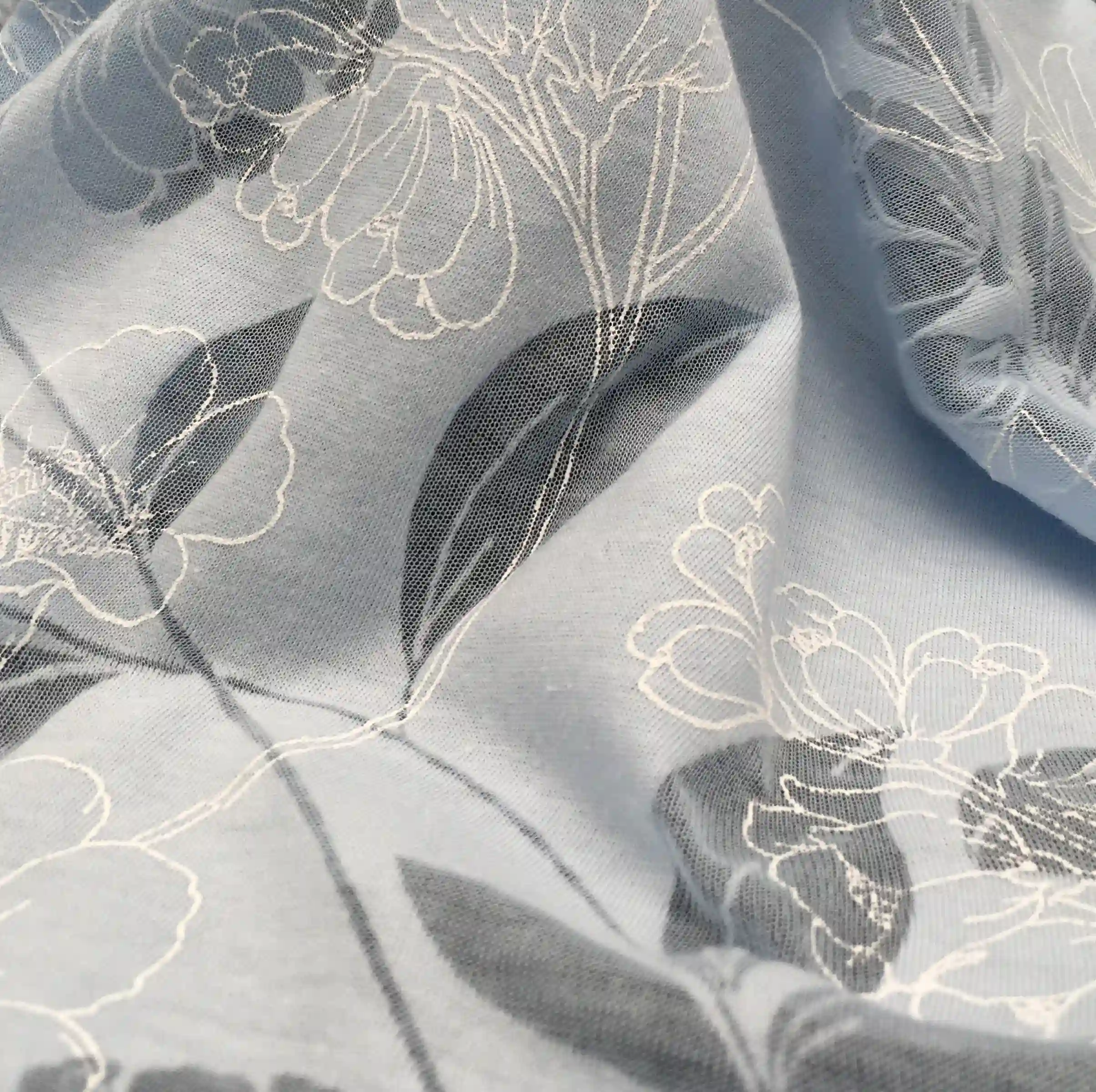TEXWAY fancy fabric with raschel lace, foil coating, print, embossing and burnout effects, Item No. T125126A, Design No. MT1328