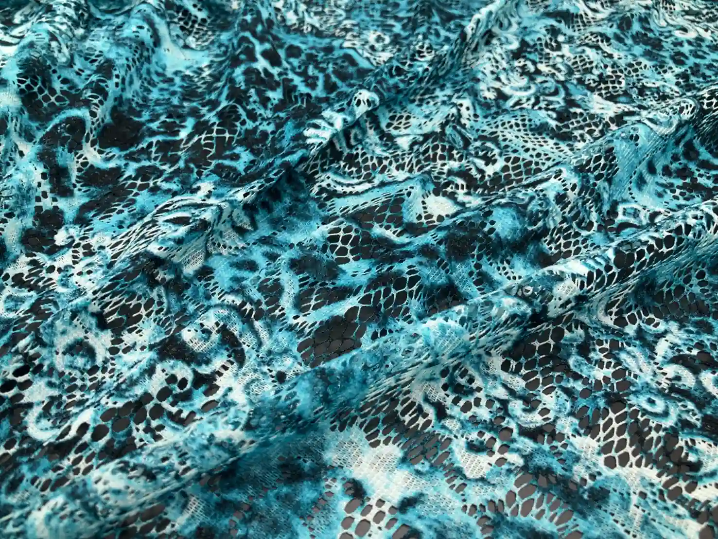 TEXWAY fancy fabric with raschel lace, foil coating, print, embossing and burnout effects, Item No. T106019, Design No. SOP1106